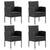 Garden Chairs with Black Cushions 4 pcs Black Poly Rattan