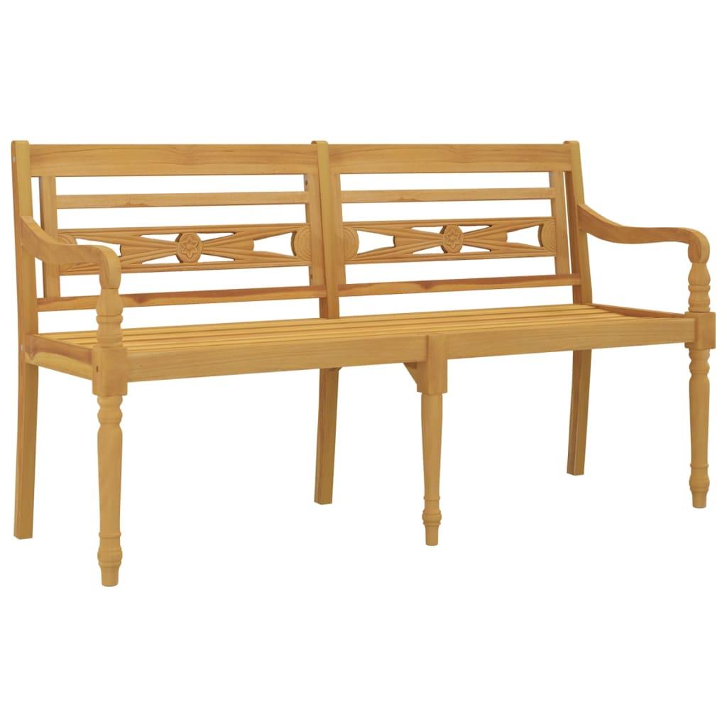 Batavia Bench with Taupe Cushion 150 cm Solid Wood Teak