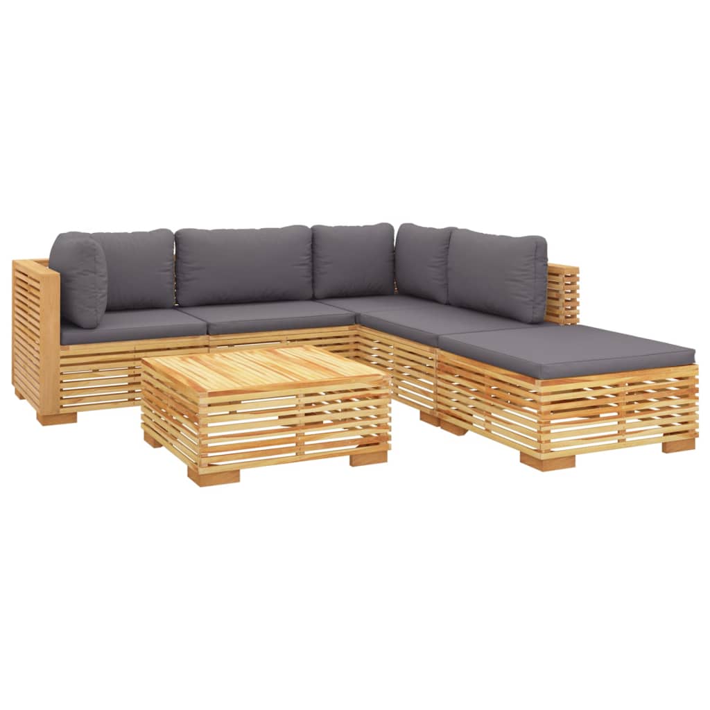 6 Piece Garden Lounge Set with Cushions Solid Wood Teak