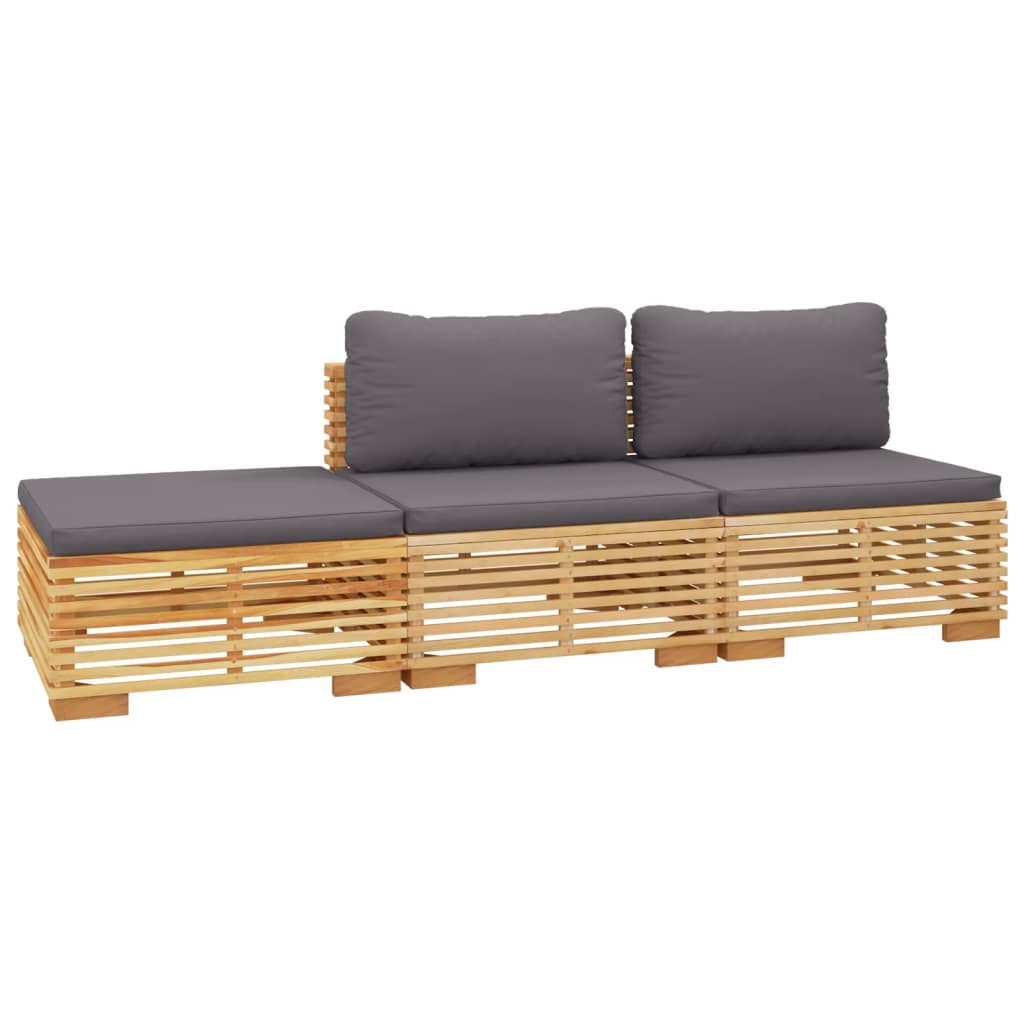 3 Piece Garden Lounge Set with Cushions Solid Wood Teak