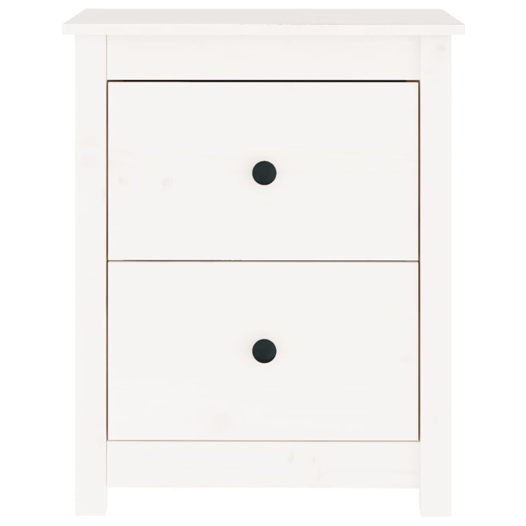 Bedside Cabinet White 50x35x61.5 cm Solid Wood Pine