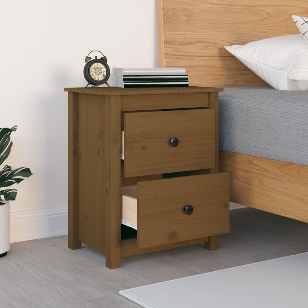 Bedside Cabinet Honey Brown 50x35x61.5 cm Solid Wood Pine