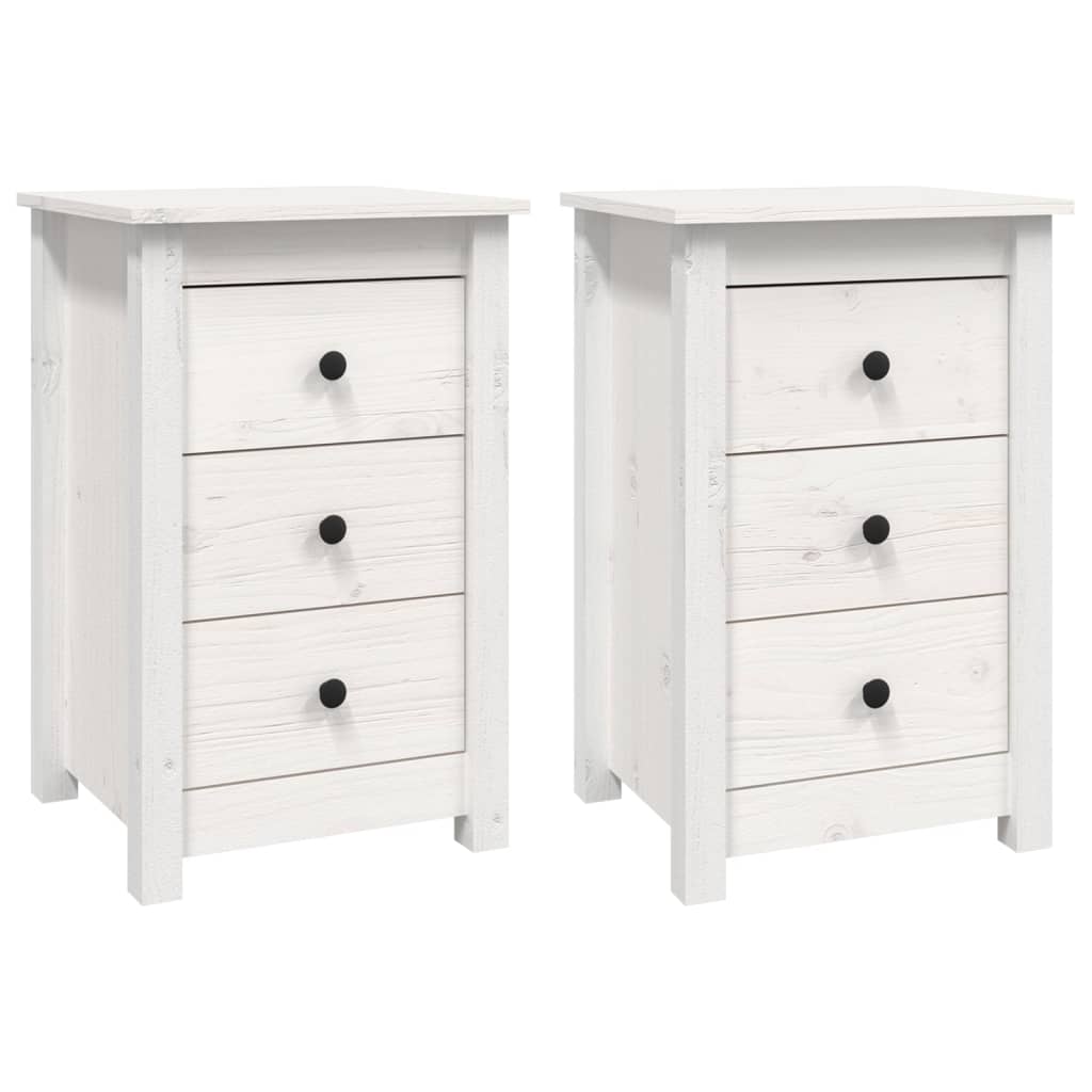 Bedside Cabinets 2 pcs White 40x35x61.5 cm Solid Wood Pine