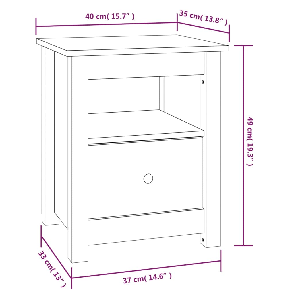 Bedside Cabinets 2 pcs 40x35x49 cm Solid Wood Pine