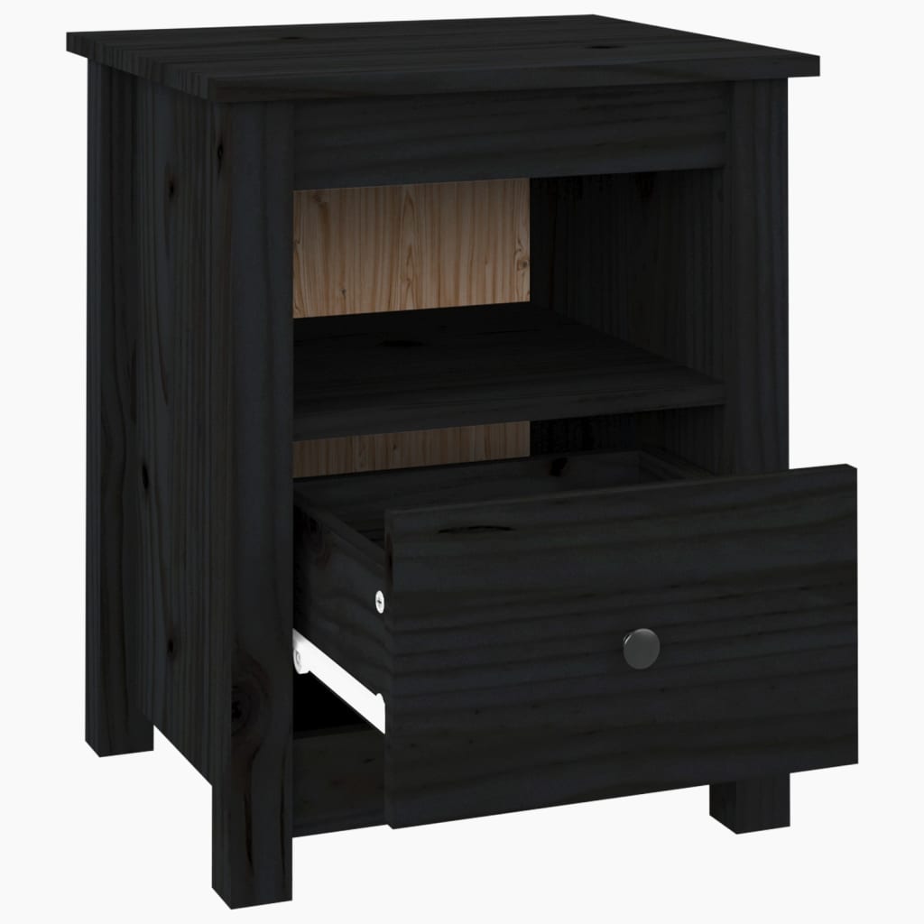 Bedside Cabinets 2 pcs Black 40x35x49 cm Solid Wood Pine