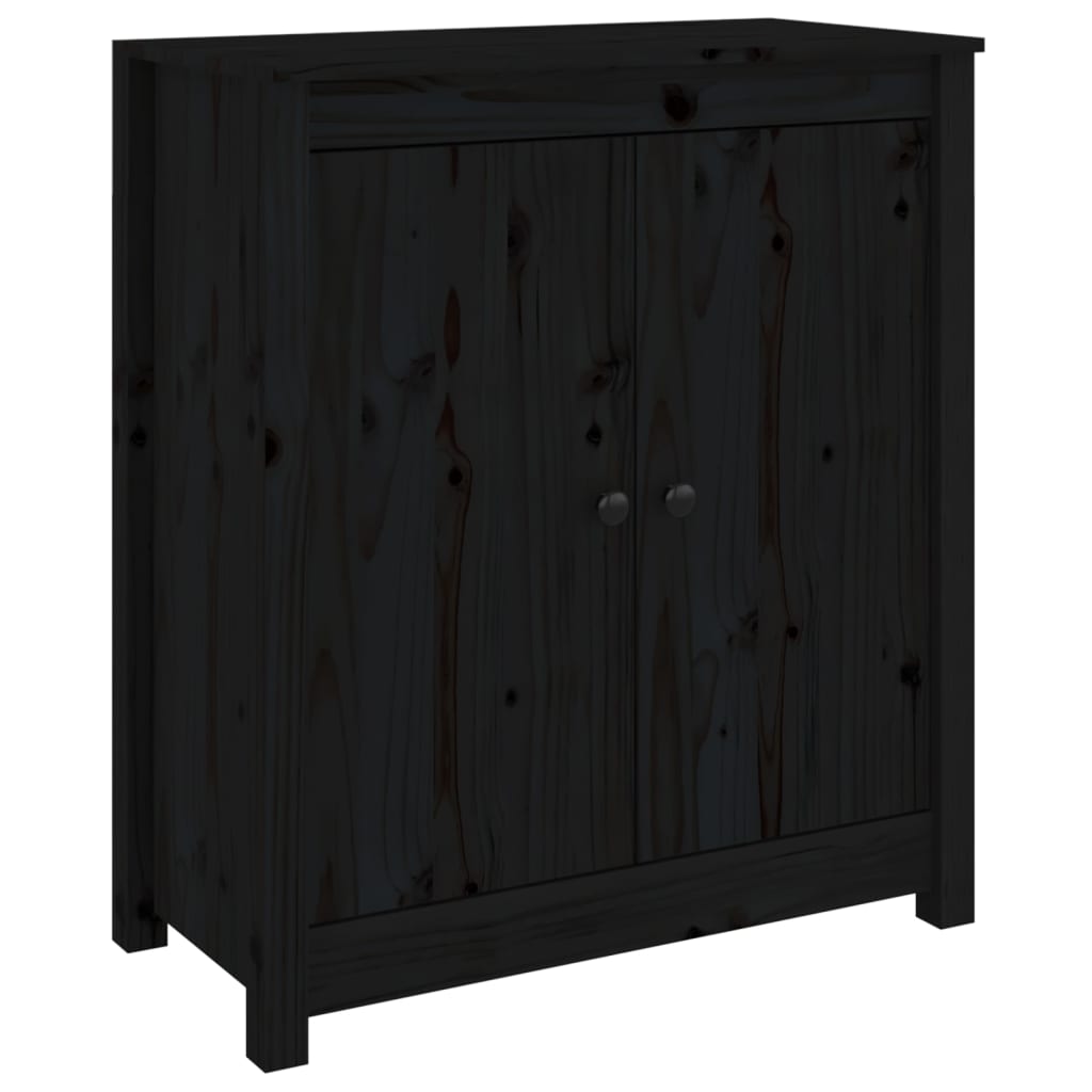 Sideboard Black 70x35x80 cm Solid Wood Pine