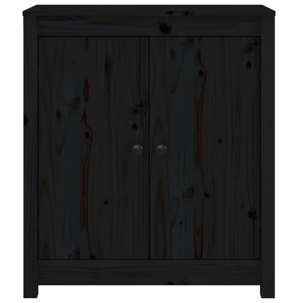 Sideboard Black 70x35x80 cm Solid Wood Pine