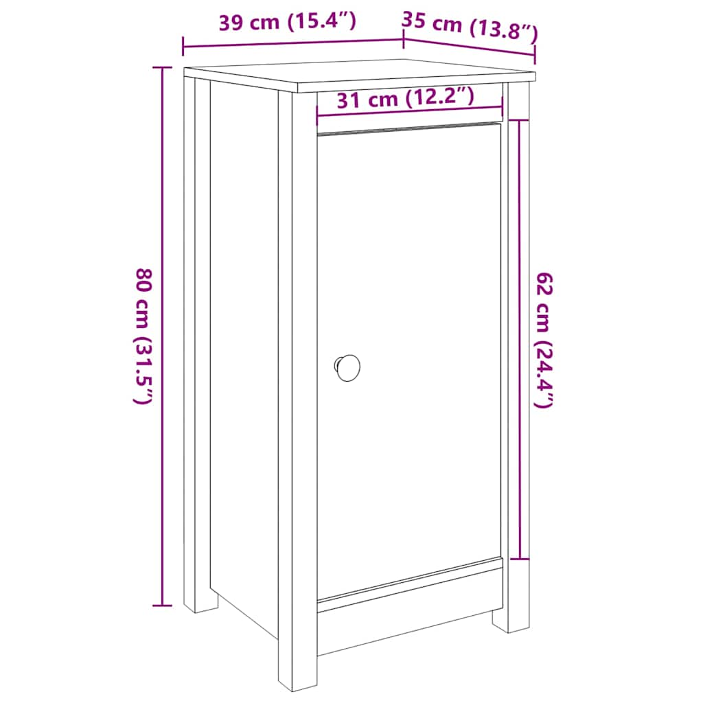 Sideboards 2 pcs 39x35x80 cm Solid Wood Pine