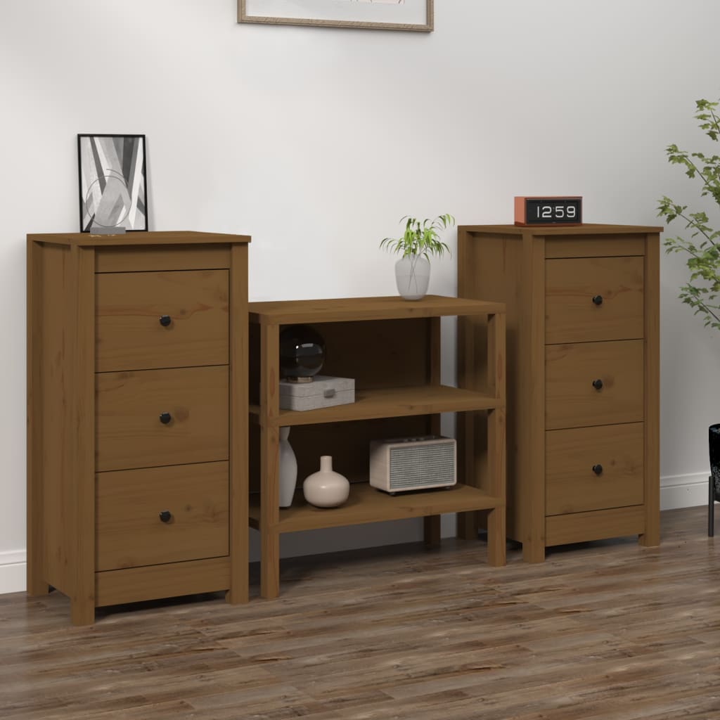 Sideboards 2 pcs Honey Brown 40x35x80 cm Solid Wood Pine