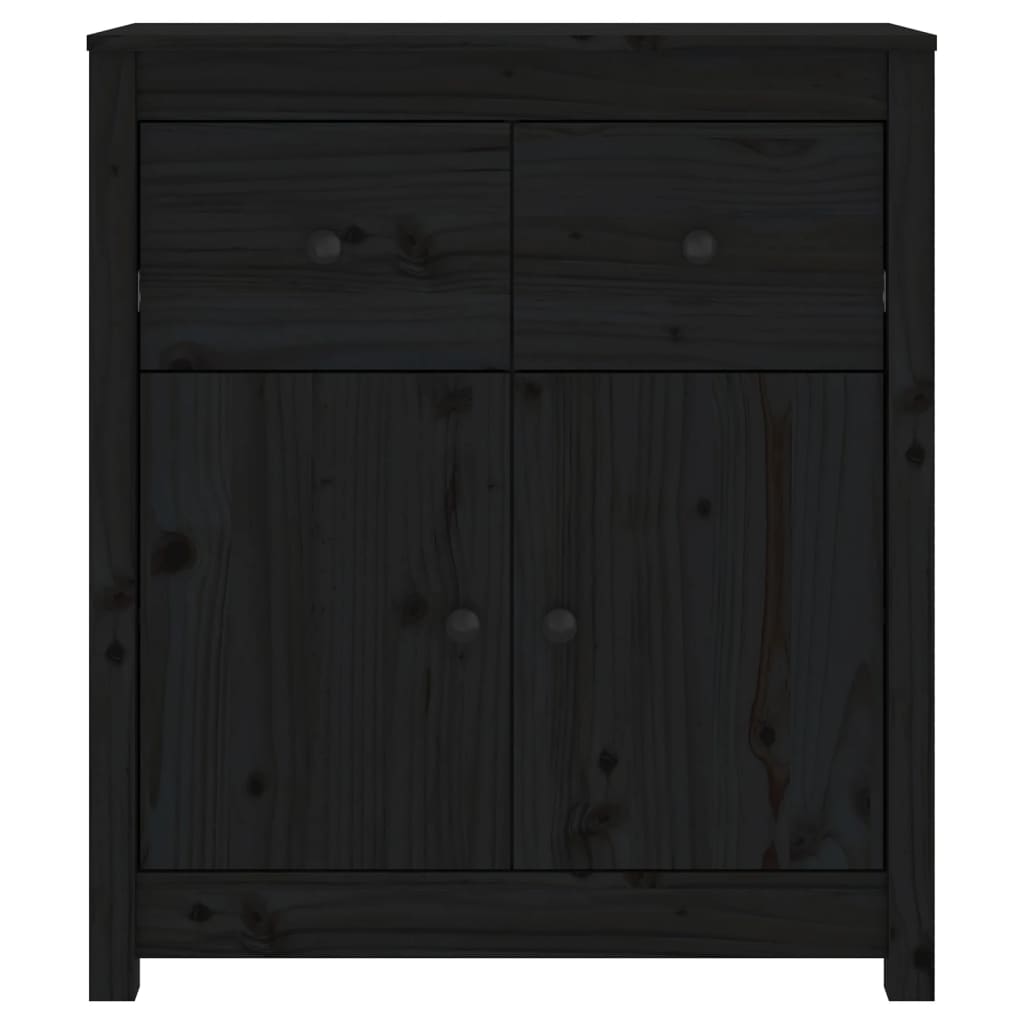 Sideboard Black 70x35x80 cm Solid Wood Pine