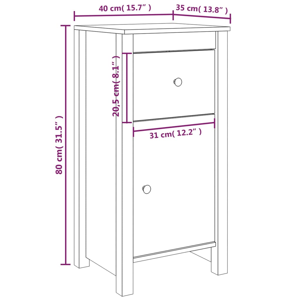 Sideboard 40x35x80 cm Solid Wood Pine