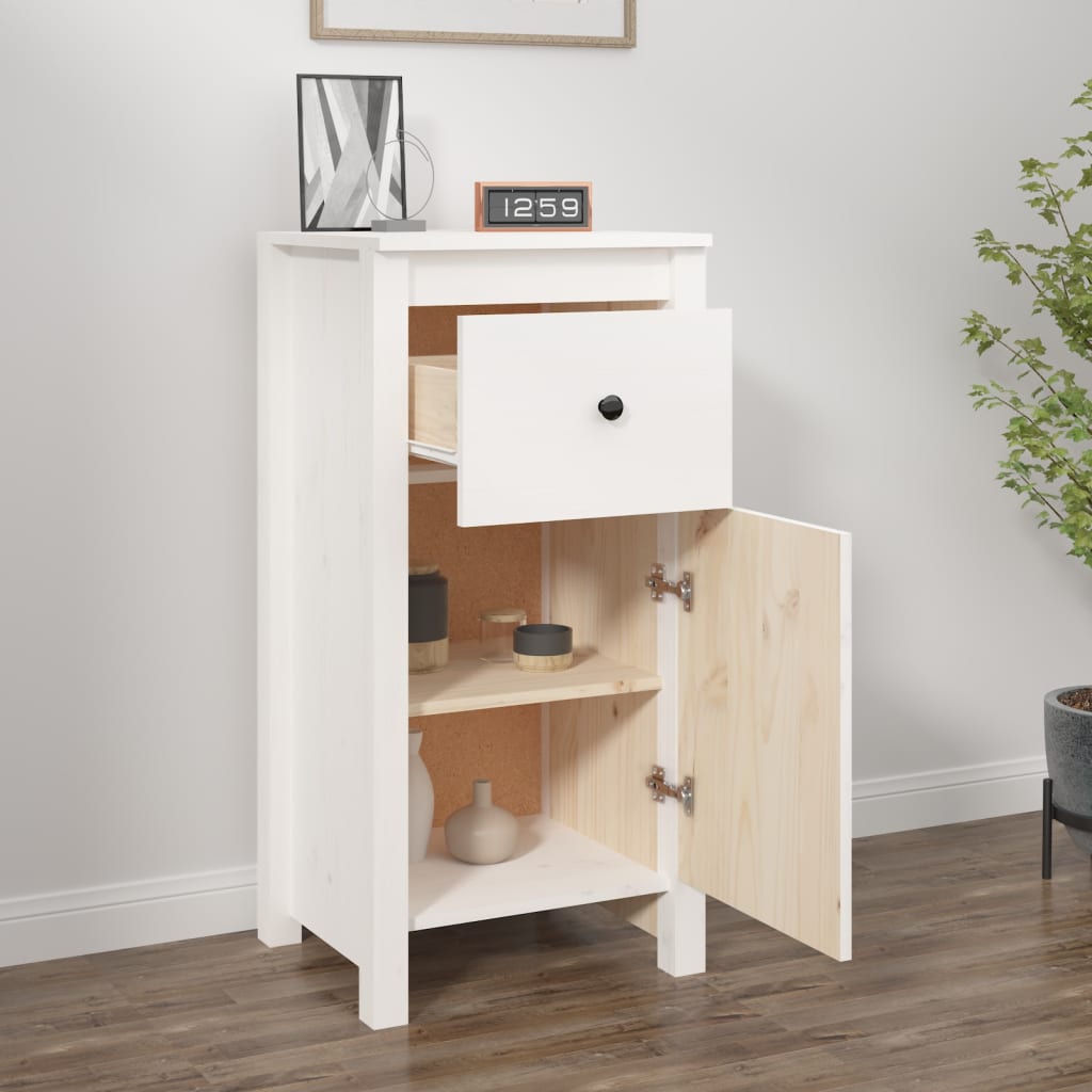 Sideboard White 40x35x80 cm Solid Wood Pine