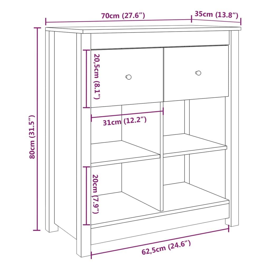 Sideboard Honey Brown 70x35x80 cm Solid Wood Pine