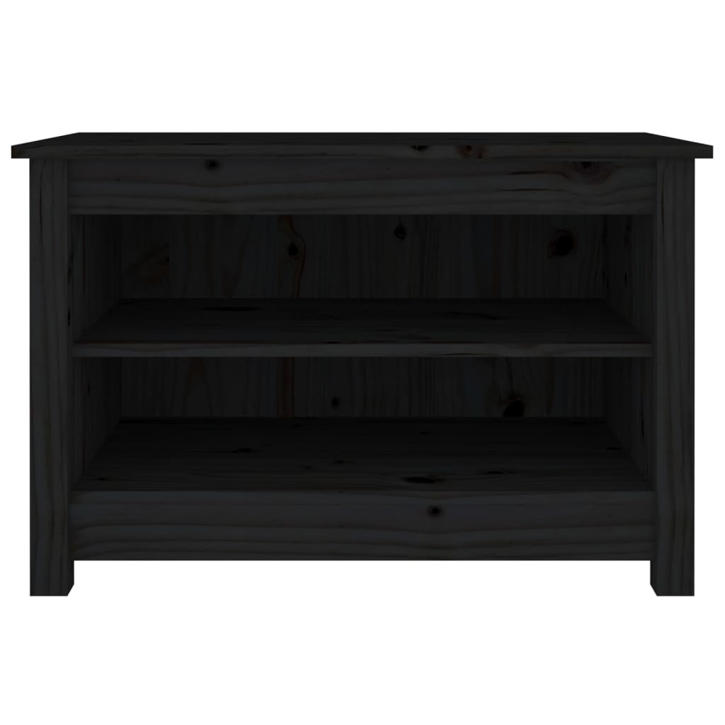 Shoe Bench Black 70x38x45.5 cm Solid Wood Pine