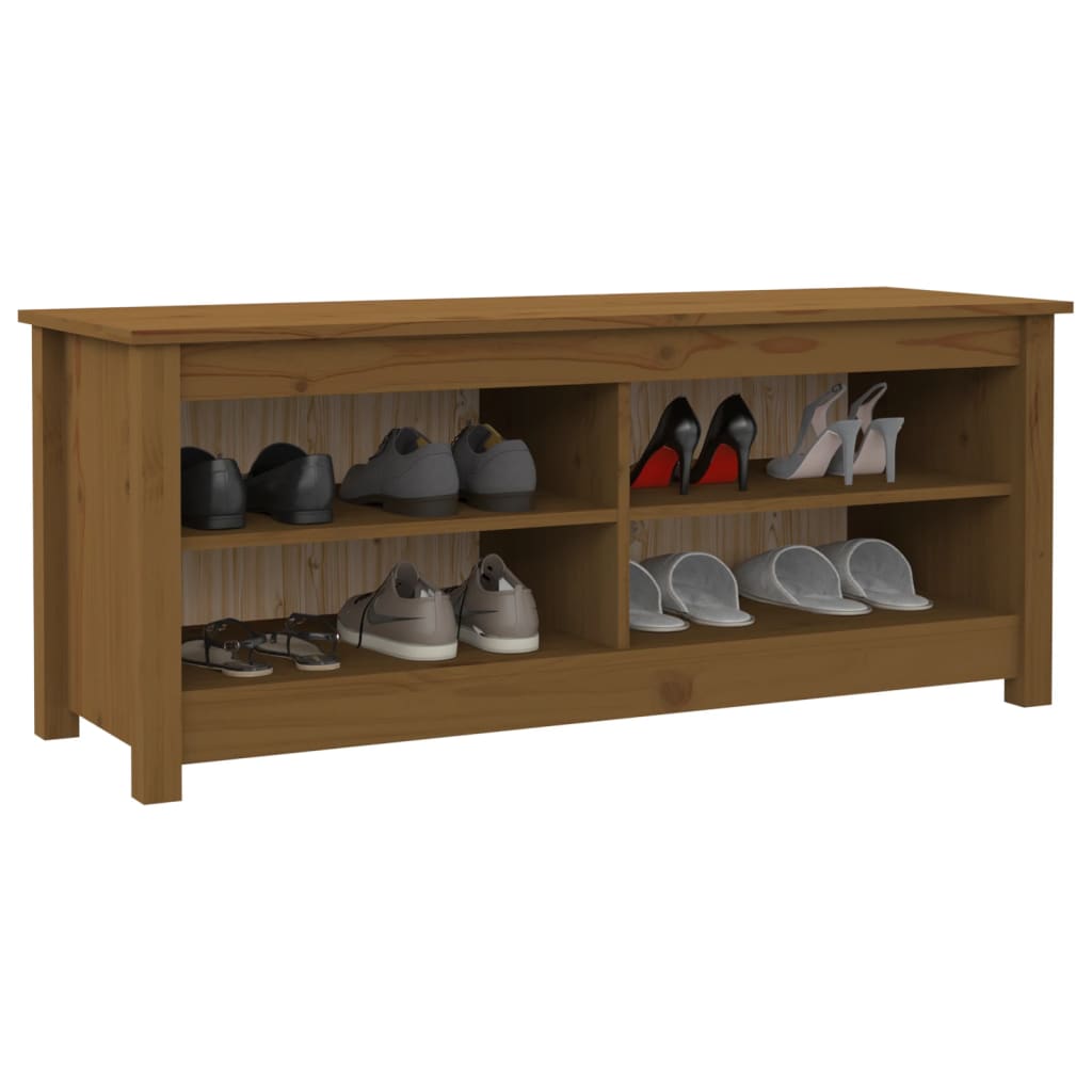 Shoe Bench Honey Brown 110x38x45.5 cm Solid Wood Pine