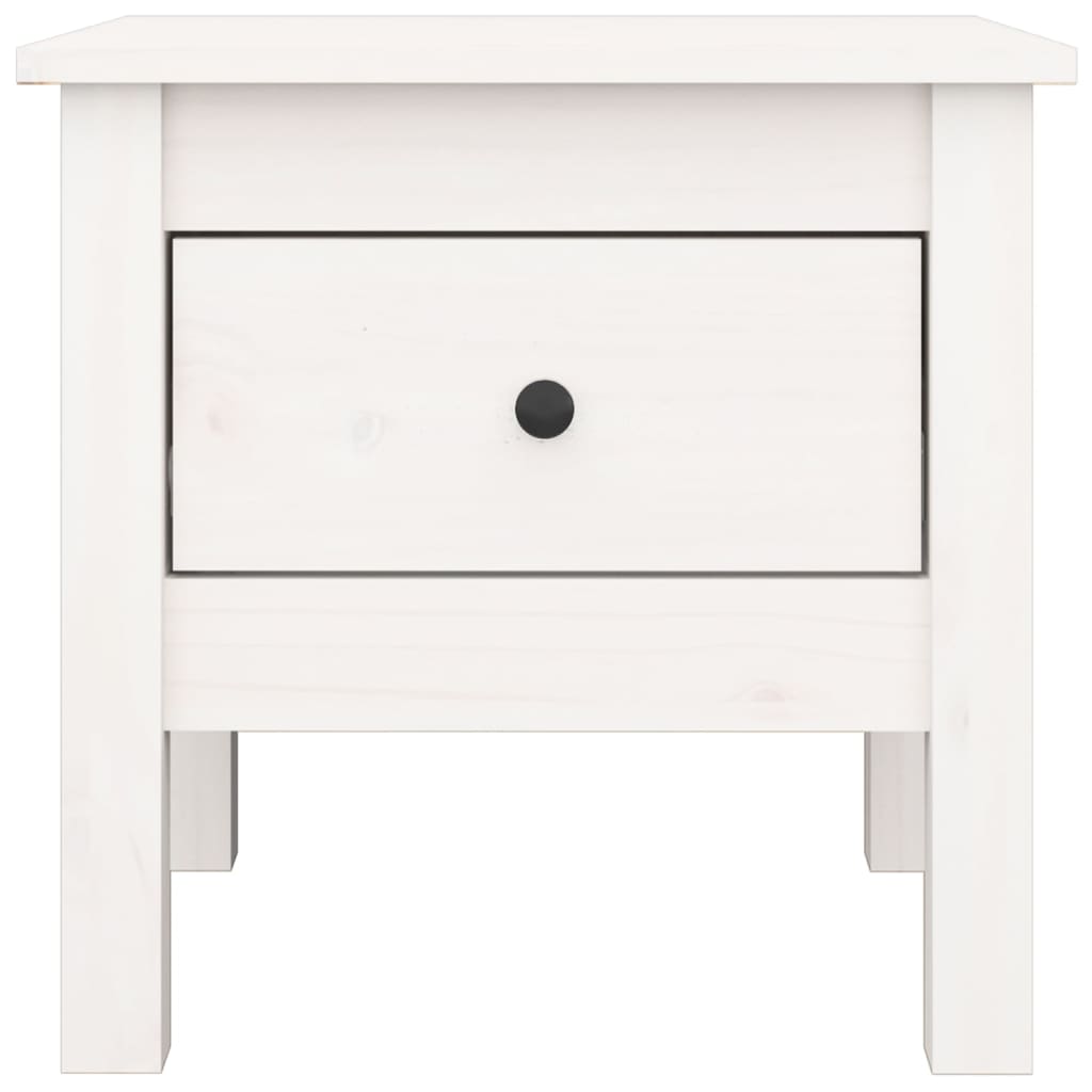 Side Table White 40x40x39 cm Solid Wood Pine