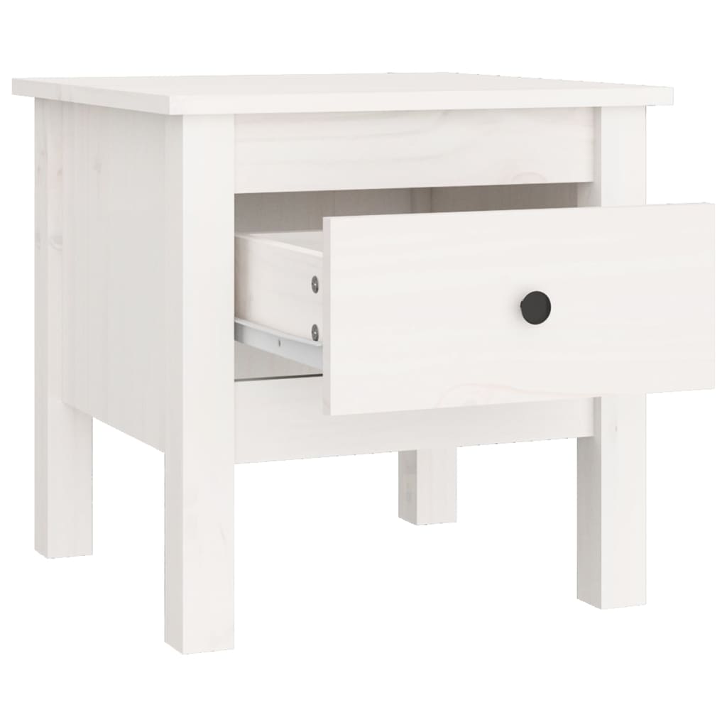 Side Table White 40x40x39 cm Solid Wood Pine