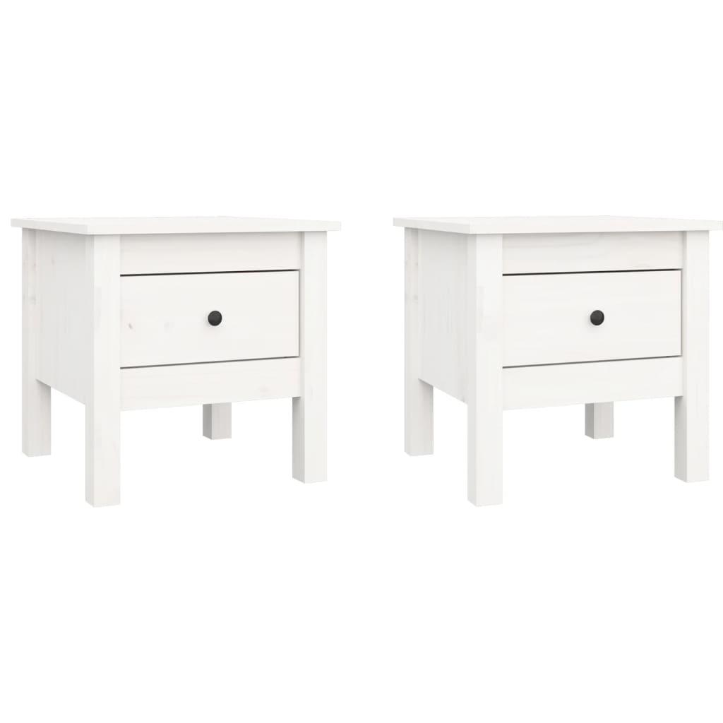 Side Tables 2 pcs White 40x40x39 cm Solid Wood Pine