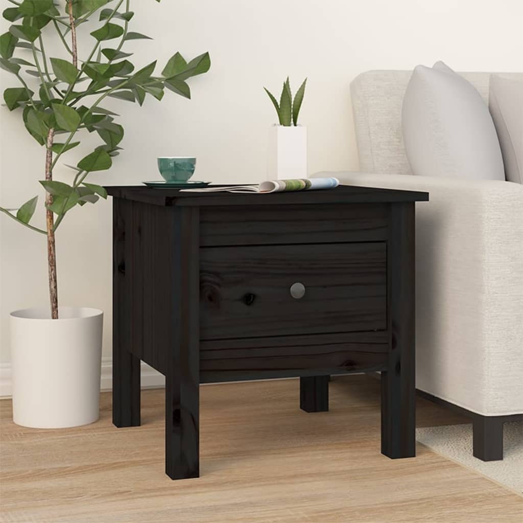 Side Tables 2 pcs Black 40x40x39 cm Solid Wood Pine