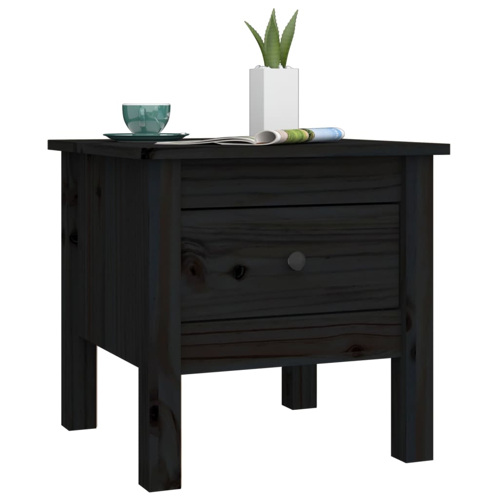 Side Tables 2 pcs Black 40x40x39 cm Solid Wood Pine