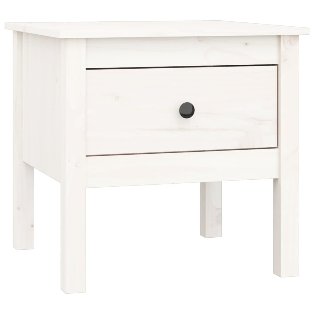 Side Table White 50x50x49 cm Solid Wood Pine