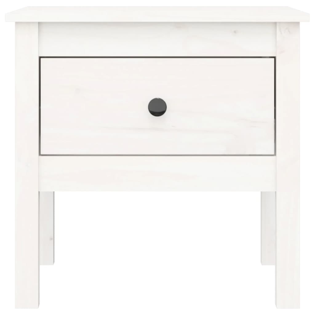 Side Table White 50x50x49 cm Solid Wood Pine