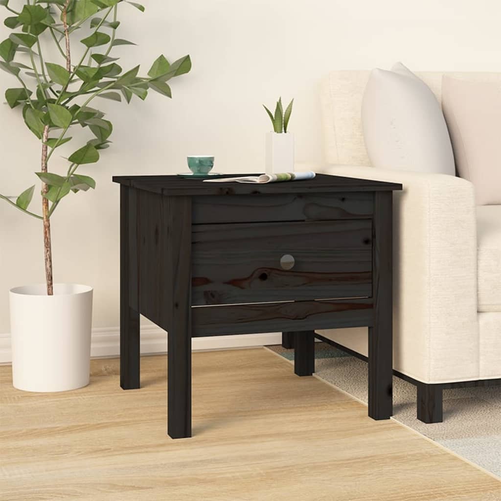 Side Tables 2 pcs Black 50x50x49 cm Solid Wood Pine