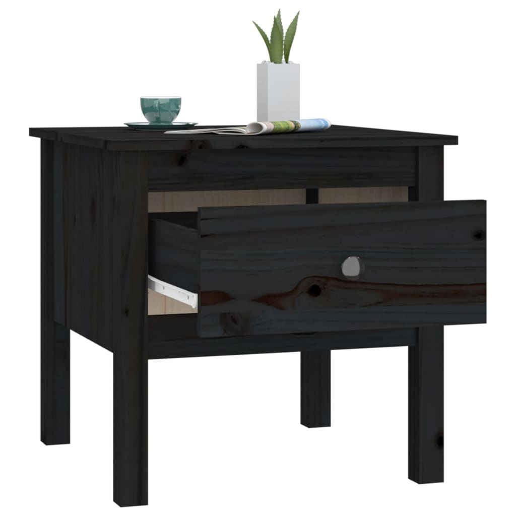 Side Tables 2 pcs Black 50x50x49 cm Solid Wood Pine