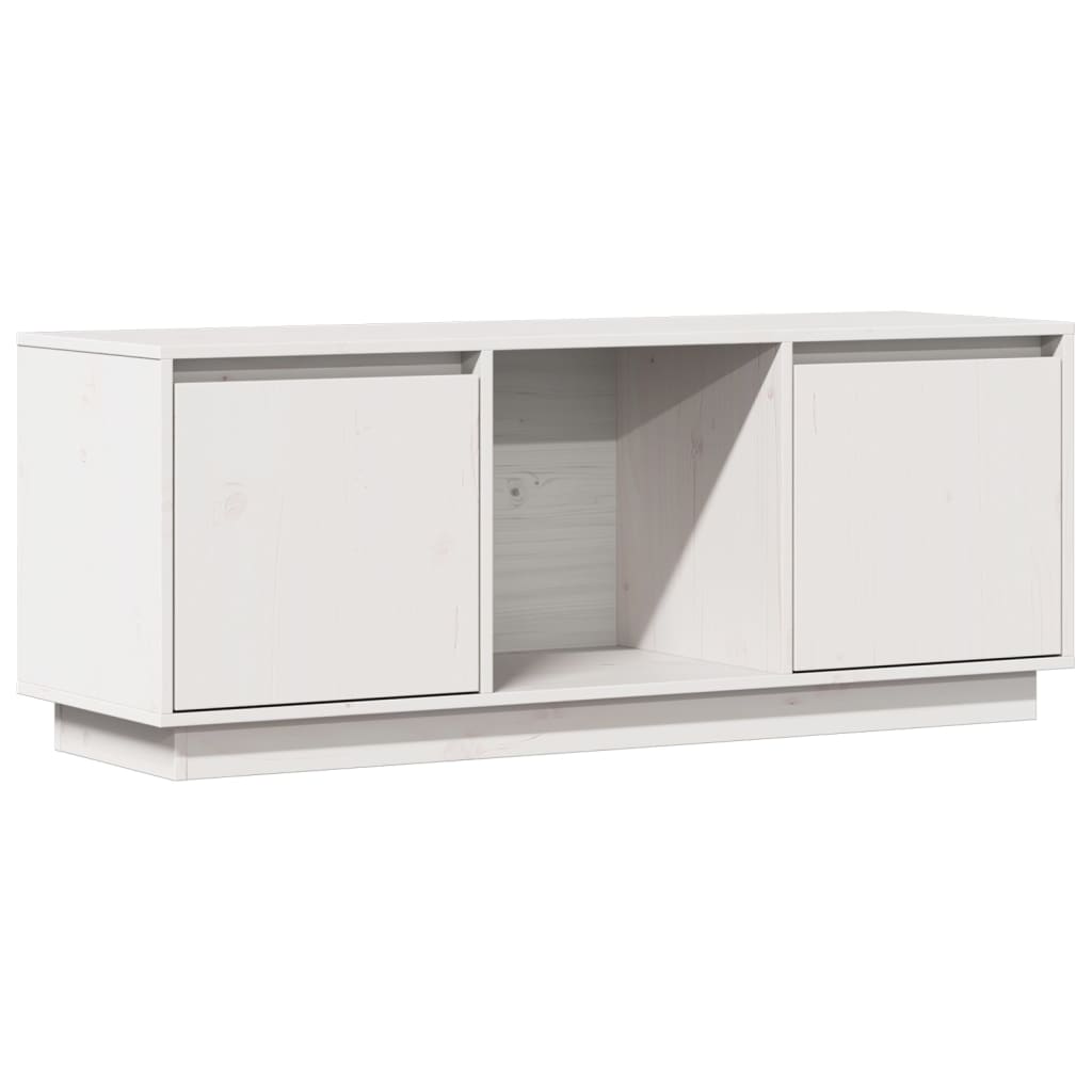 TV Cabinet White 110.5x35x44 cm Solid Wood Pine