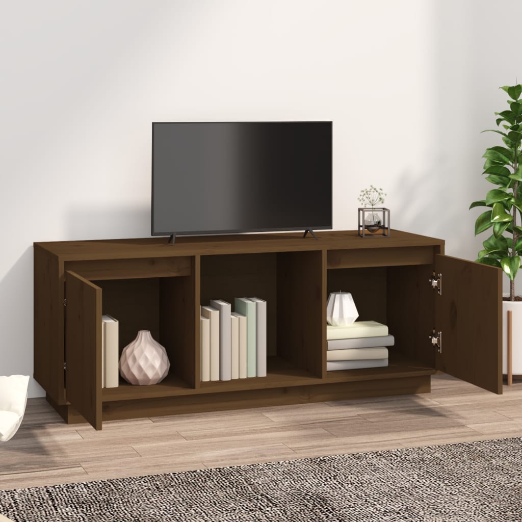 TV Cabinet Honey Brown 110.5x35x44 cm Solid Wood Pine