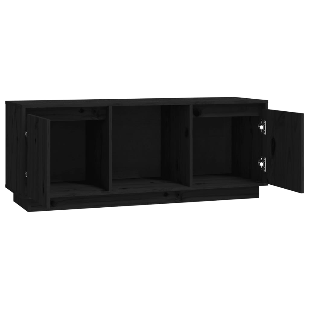 TV Cabinet Black 110.5x35x44 cm Solid Wood Pine