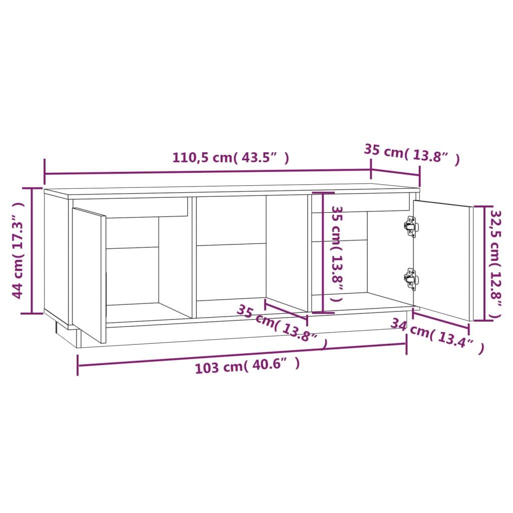 TV Cabinet Black 110.5x35x44 cm Solid Wood Pine