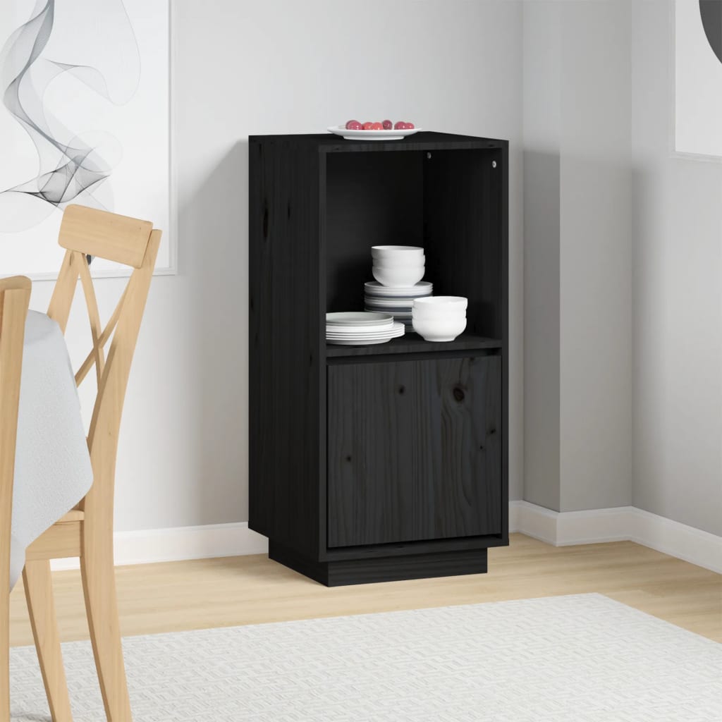 Sideboard Black 38x35x80 cm Solid Wood Pine