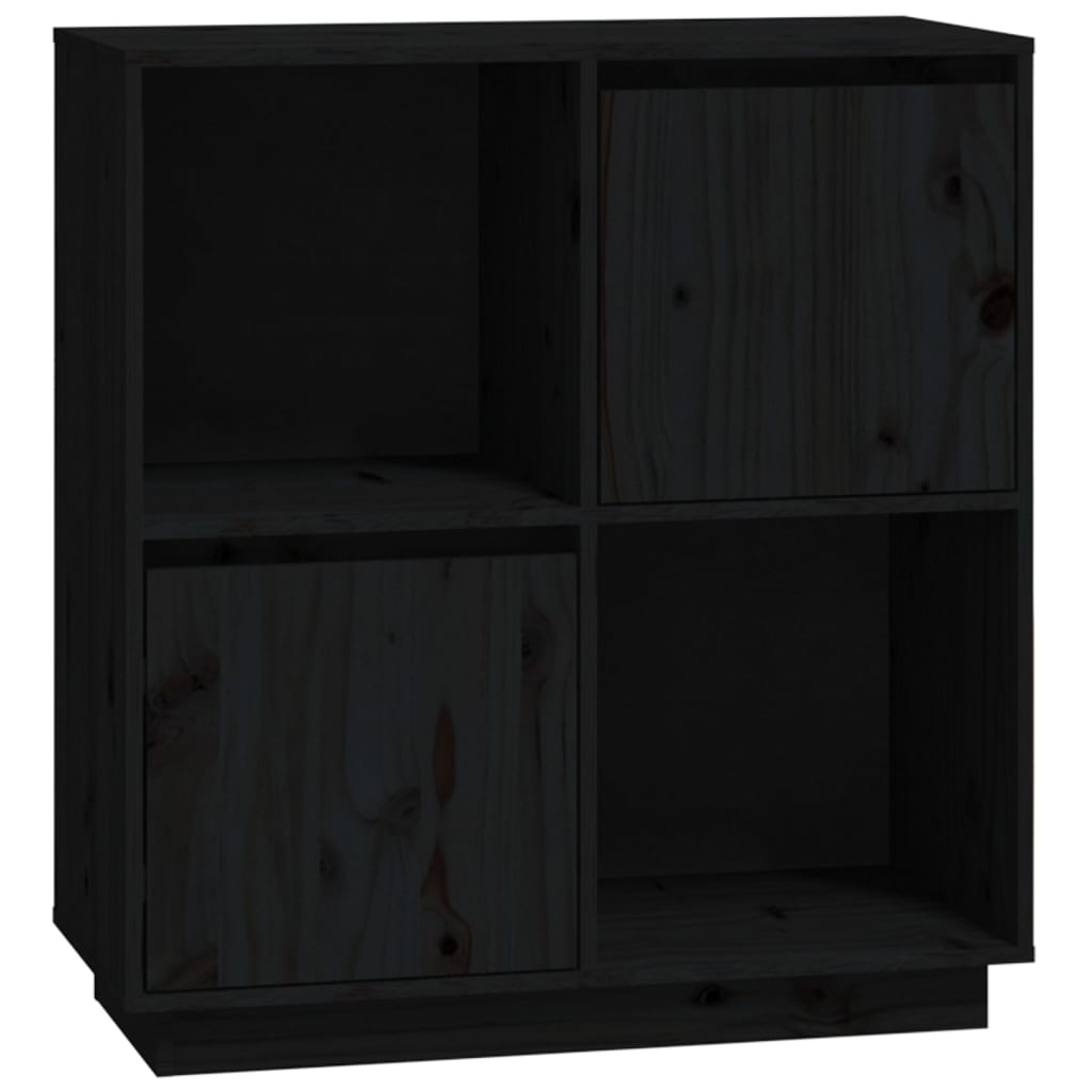 Sideboard Black 74x35x80 cm Solid Wood Pine