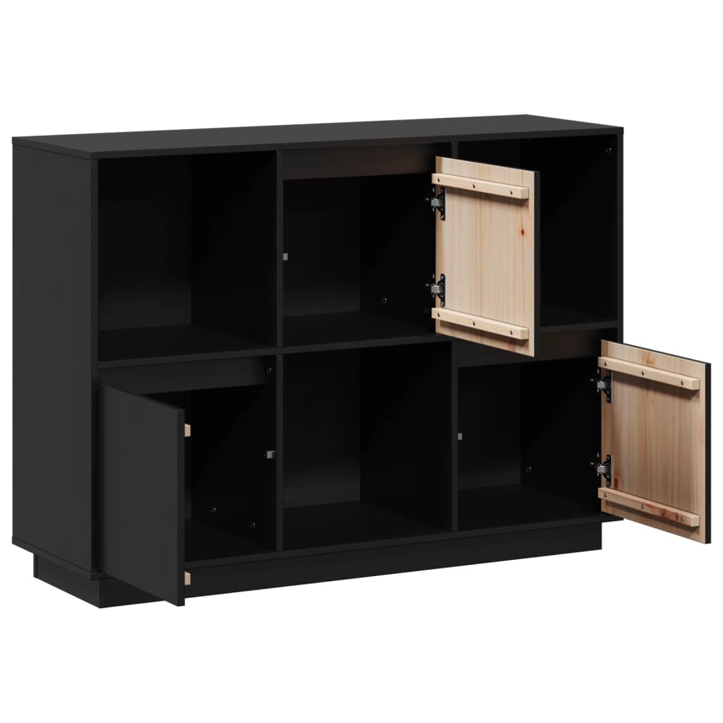 Sideboard Black 110.5x35x80 cm Solid Wood Pine