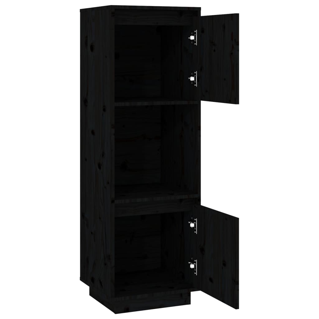 Highboard Black 38x35x117 cm Solid Wood Pine