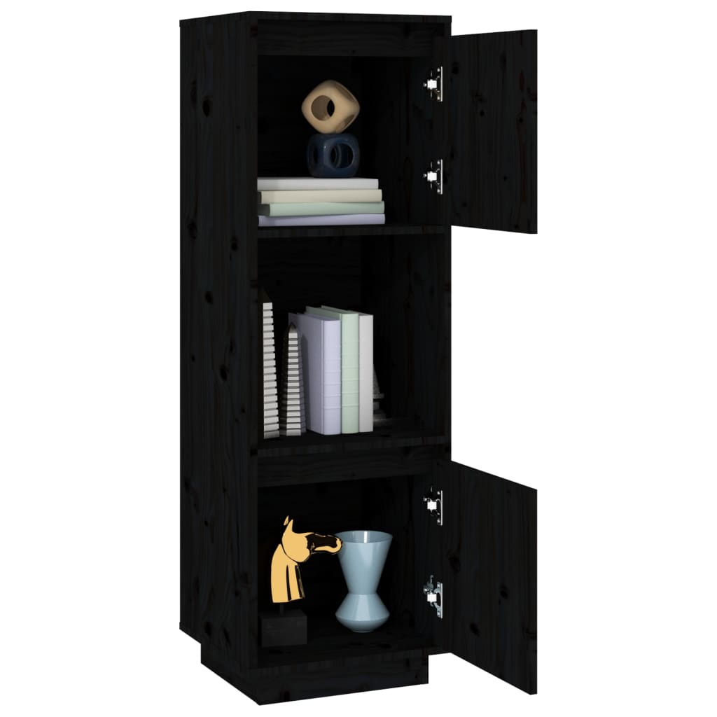 Highboard Black 38x35x117 cm Solid Wood Pine