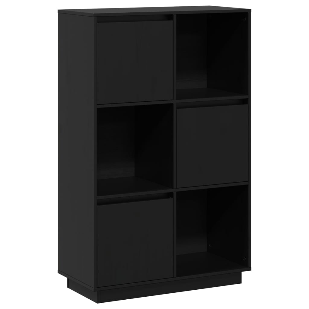 Highboard Black 74x35x117 cm Solid Wood Pine