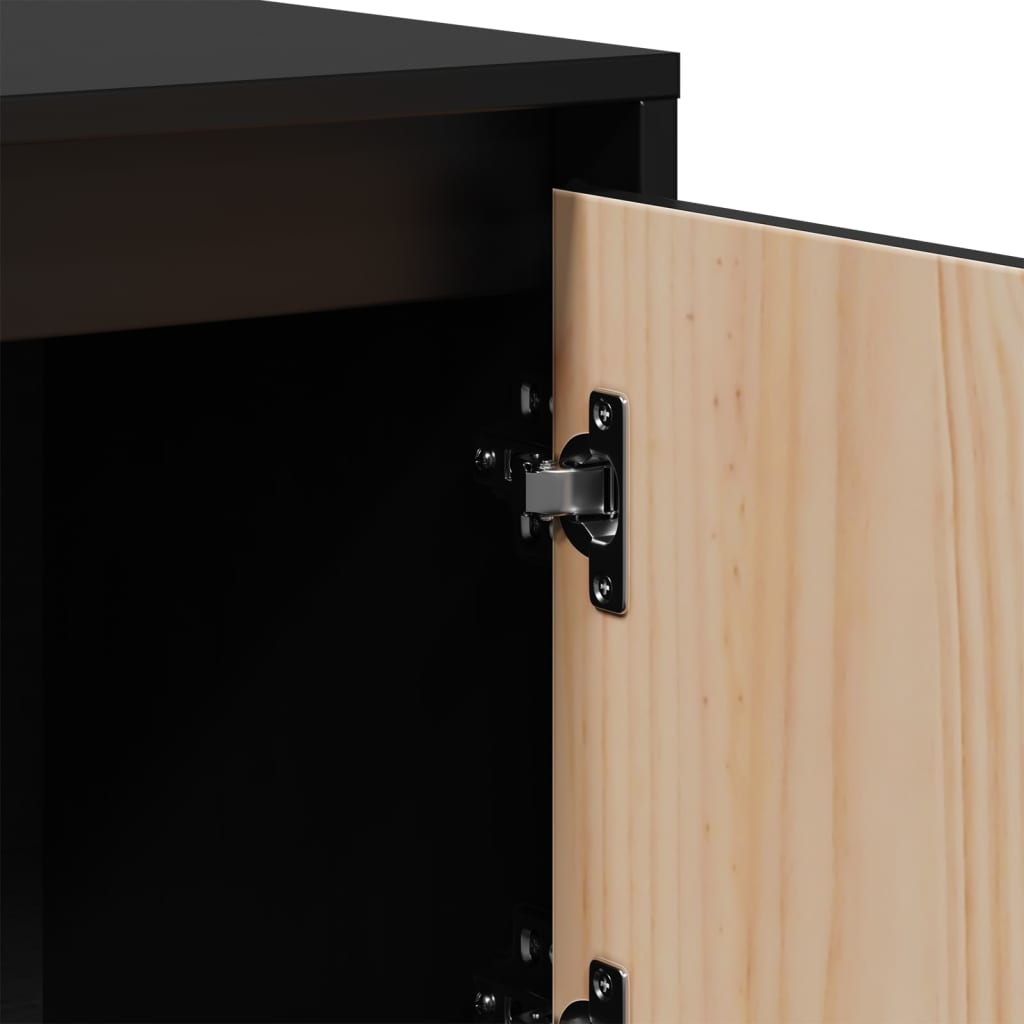 Highboard Black 110.5x35x117 cm Solid Wood Pine