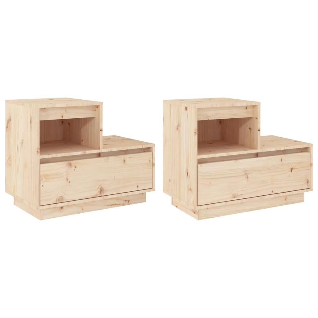 Bedside Cabinets 2 pcs 60x34x51 cm Solid Wood Pine