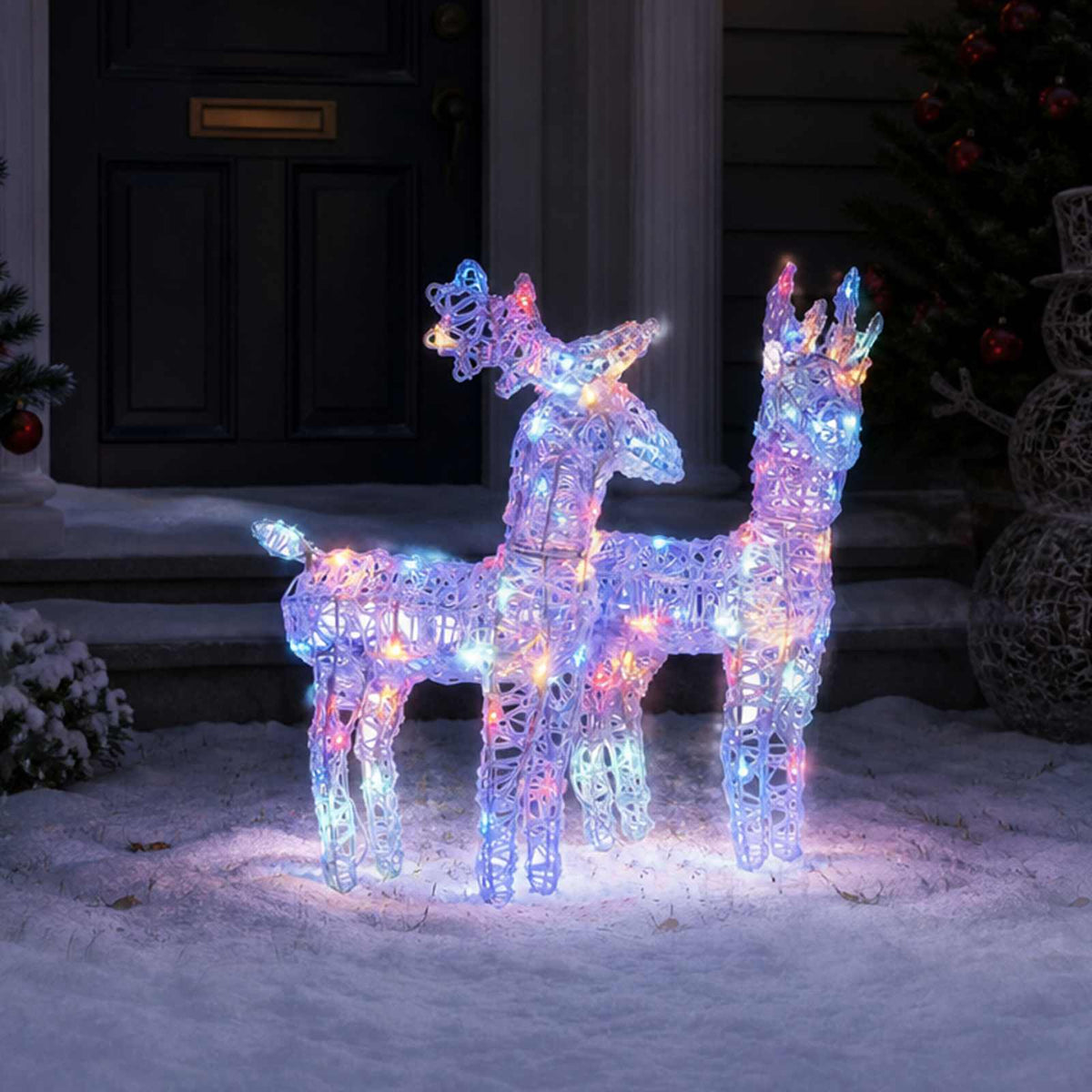Christmas Reindeers 2 pcs Multicolour 80 LEDs Acrylic