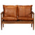 2 Piece Sofa Set Brown Real Leather and Solid Wood Acacia