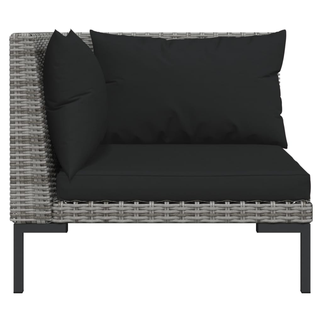 5 Piece Garden Lounge Set with Cushions Poly Rattan Dark Grey