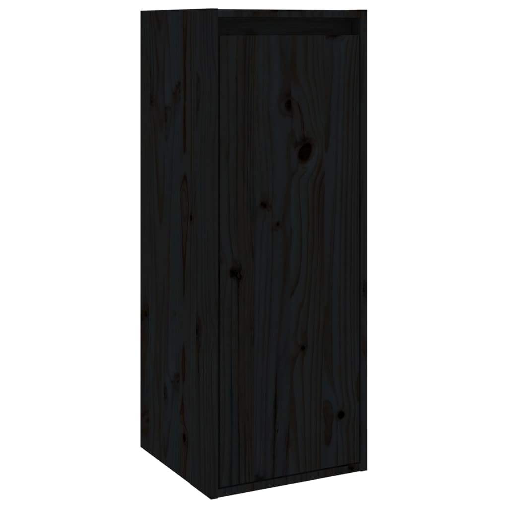 TV Cabinets 4 pcs Black Solid Wood Pine