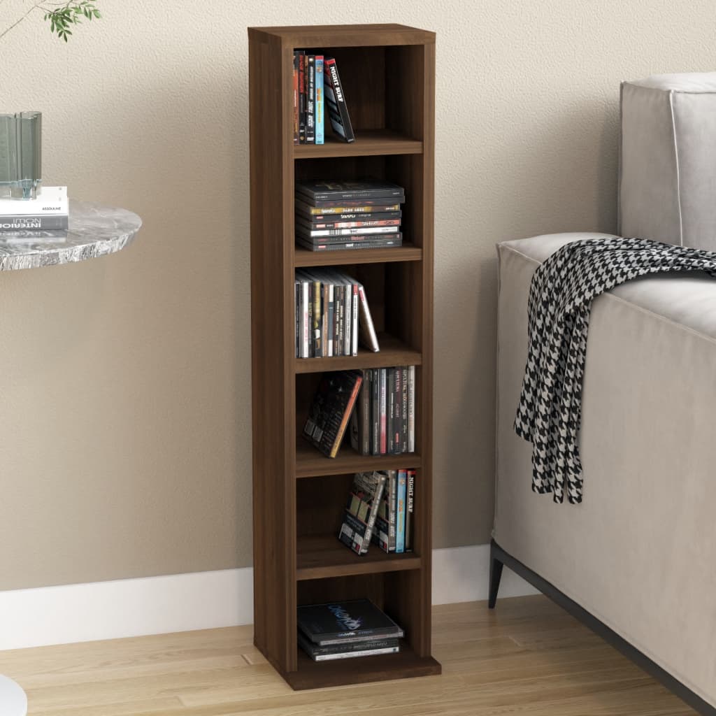 CD Cabinet Brown Oak 21x20x88 cm Engineered Wood