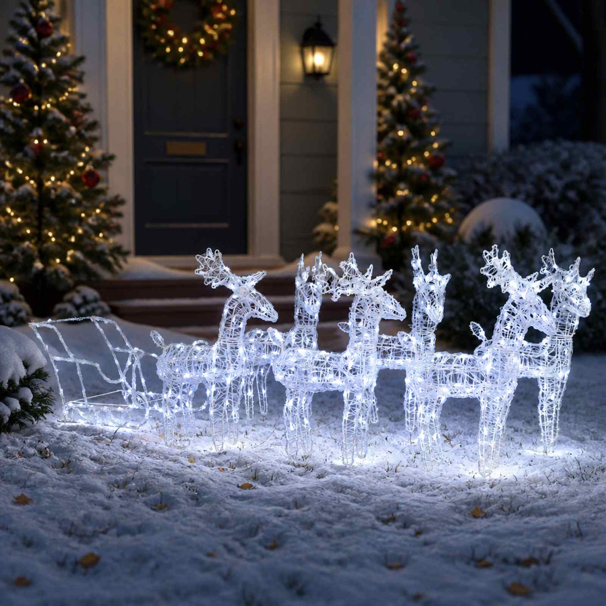 Reindeers & Sleigh Christmas Decoration 320 LEDs Acrylic