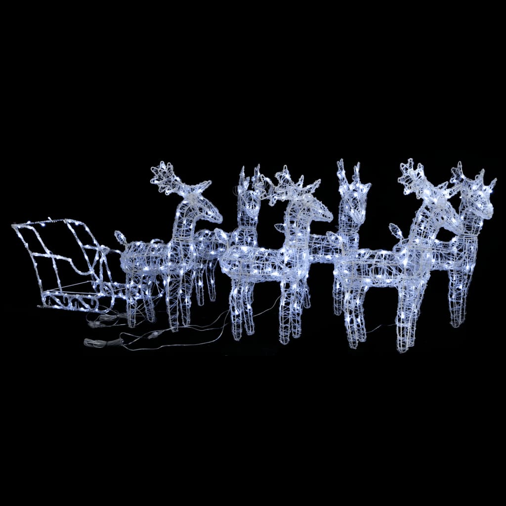 Reindeers &amp; Sleigh Christmas Decoration 320 LEDs Acrylic