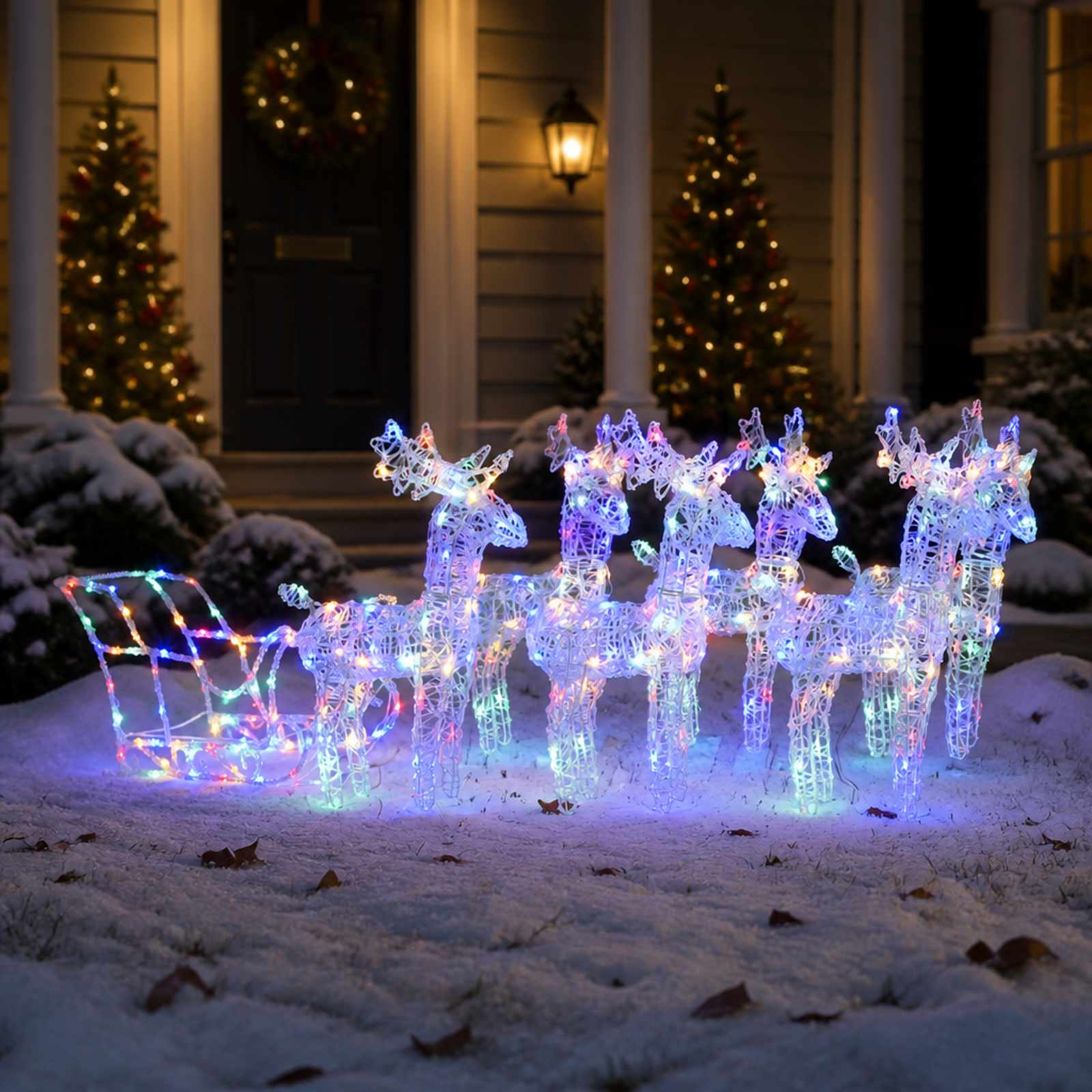 Reindeers & Sleigh Christmas Decoration 320 LEDs Acrylic