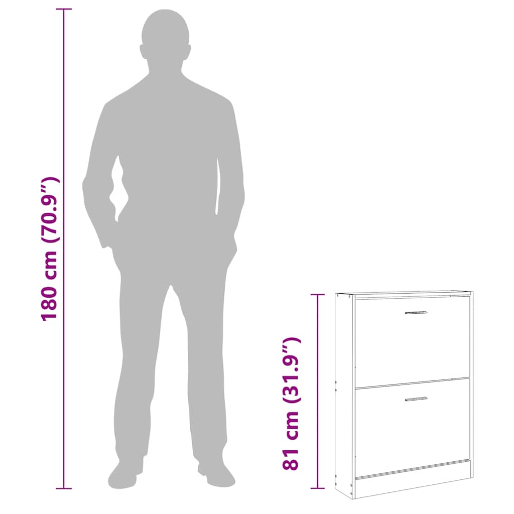 Shoe Cabinet White 59x17x81 cm Engineered Wood