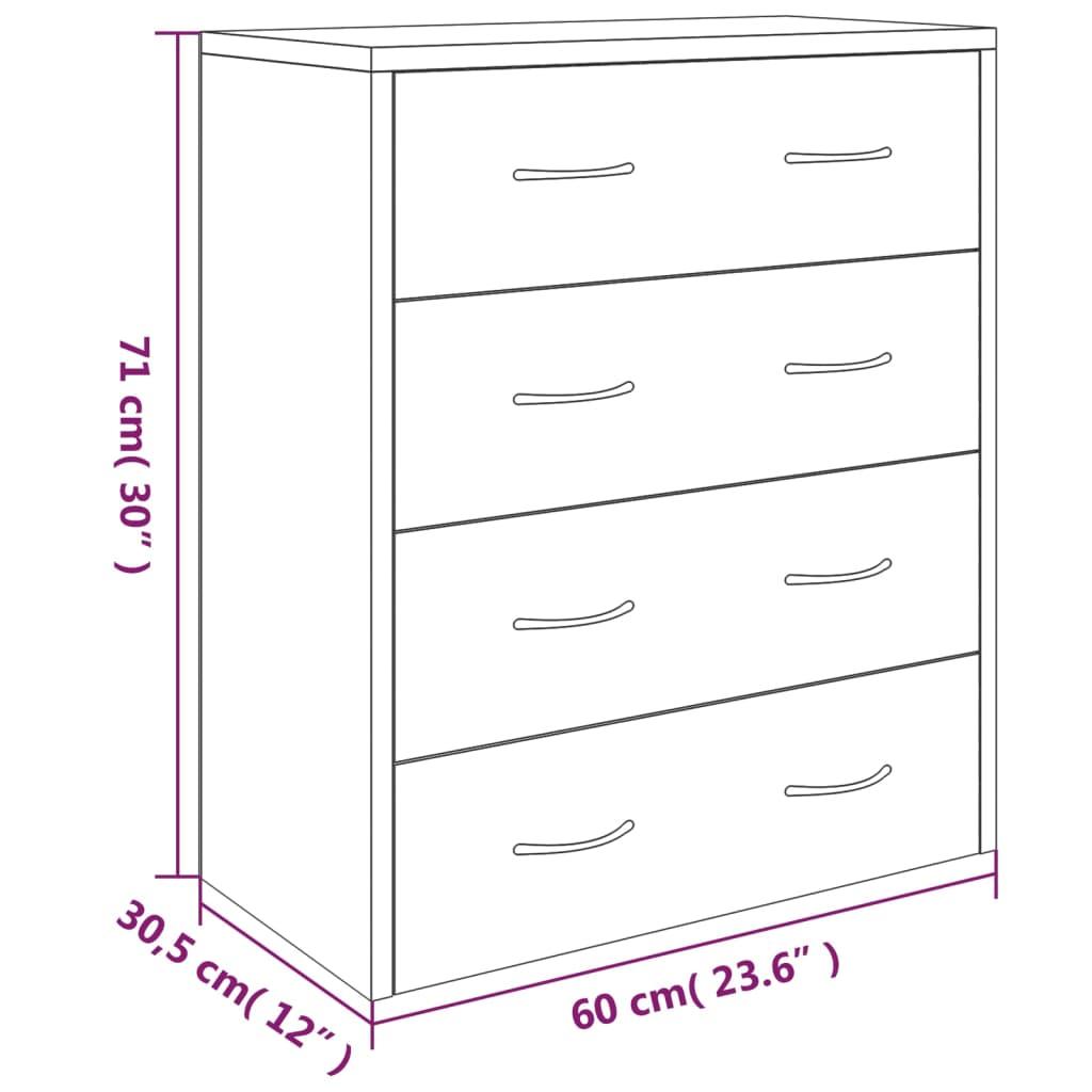 Sideboard with 4 Drawers 60x30.5x71 cm Grey Sonoma